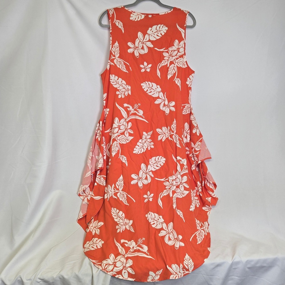 Tommy Bahama Hibiscus Hiatus Front Tie Floral Sundress Coral Orange White Large - Picture 2 of 11